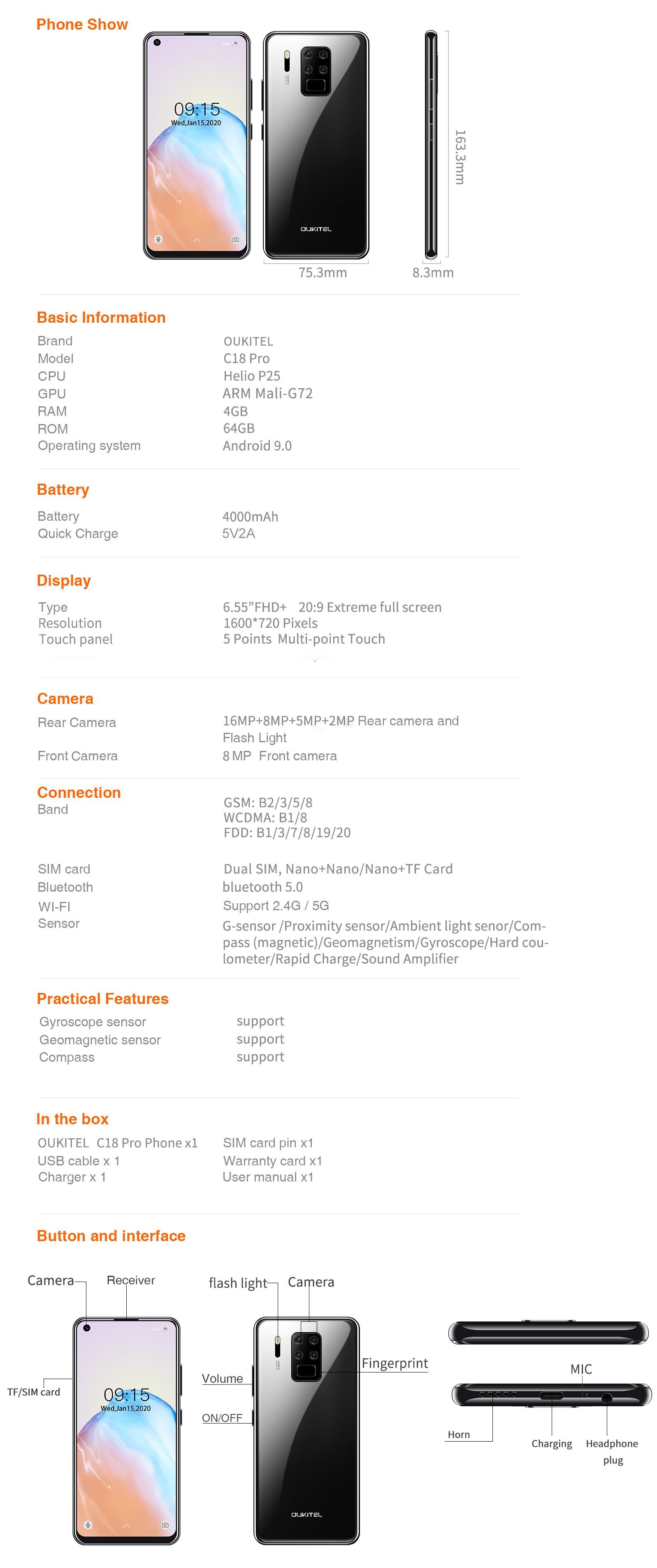 Oukitel C18 Pro 4G Smartphone