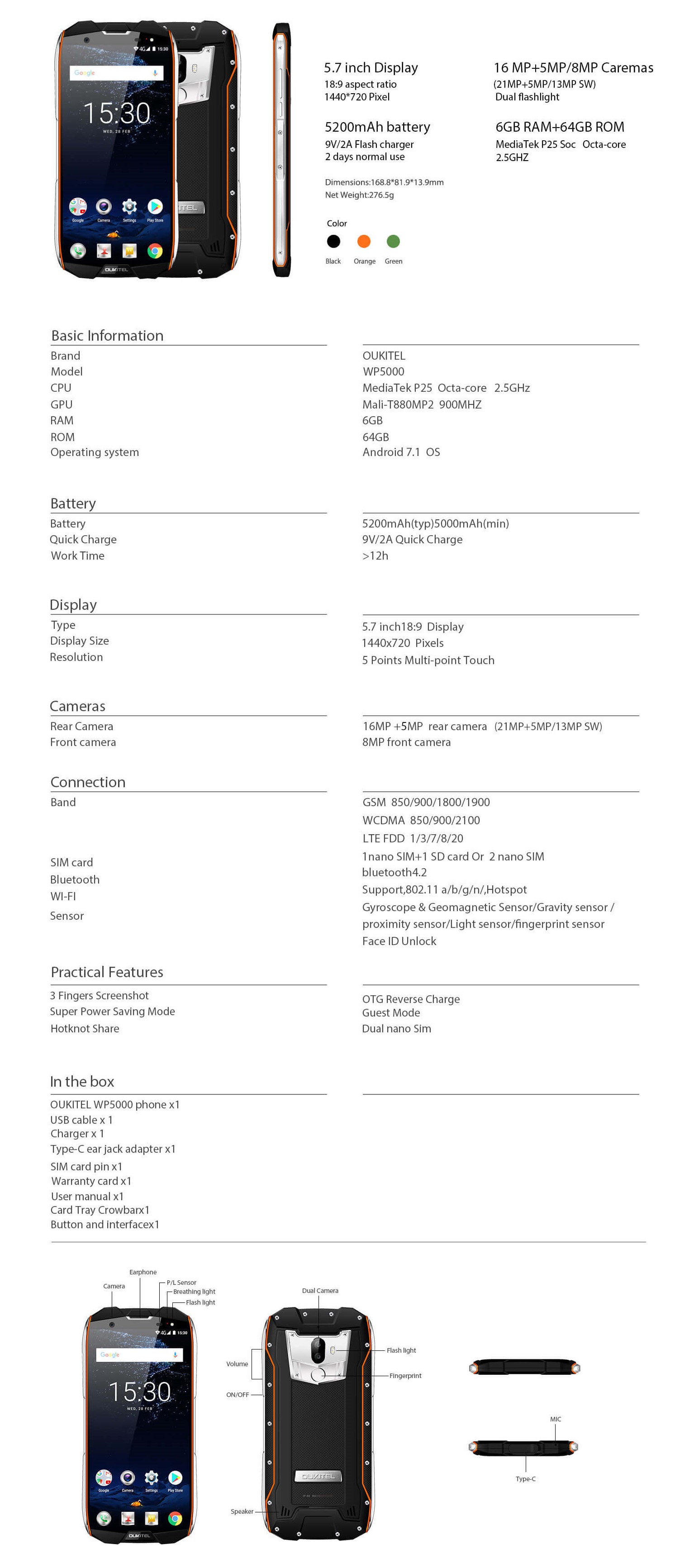 Oukitel WP5000 4G Rugged Smartphone